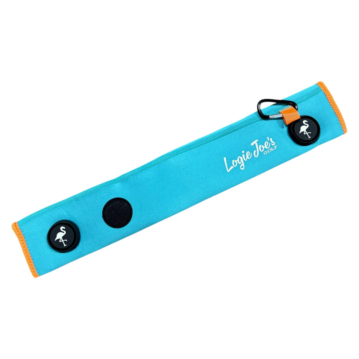 Teal/Orange Magnetic Golf Cart Strap Sleeve | Neoprene Rubber | Dual Accessory Magnets | Glove Holder | Carabiner Bag Attachment | 18.5 x 3.5 in by Logie Joe's Golf