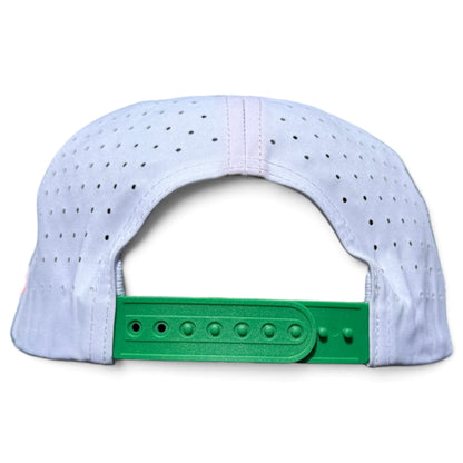Vintage Cooler Golf Hat | Snapback Cap | Built-in Magnetic Ball Marker Holder + Marker Included | Adjustable White Green Beverages by Logie Joe's Golf