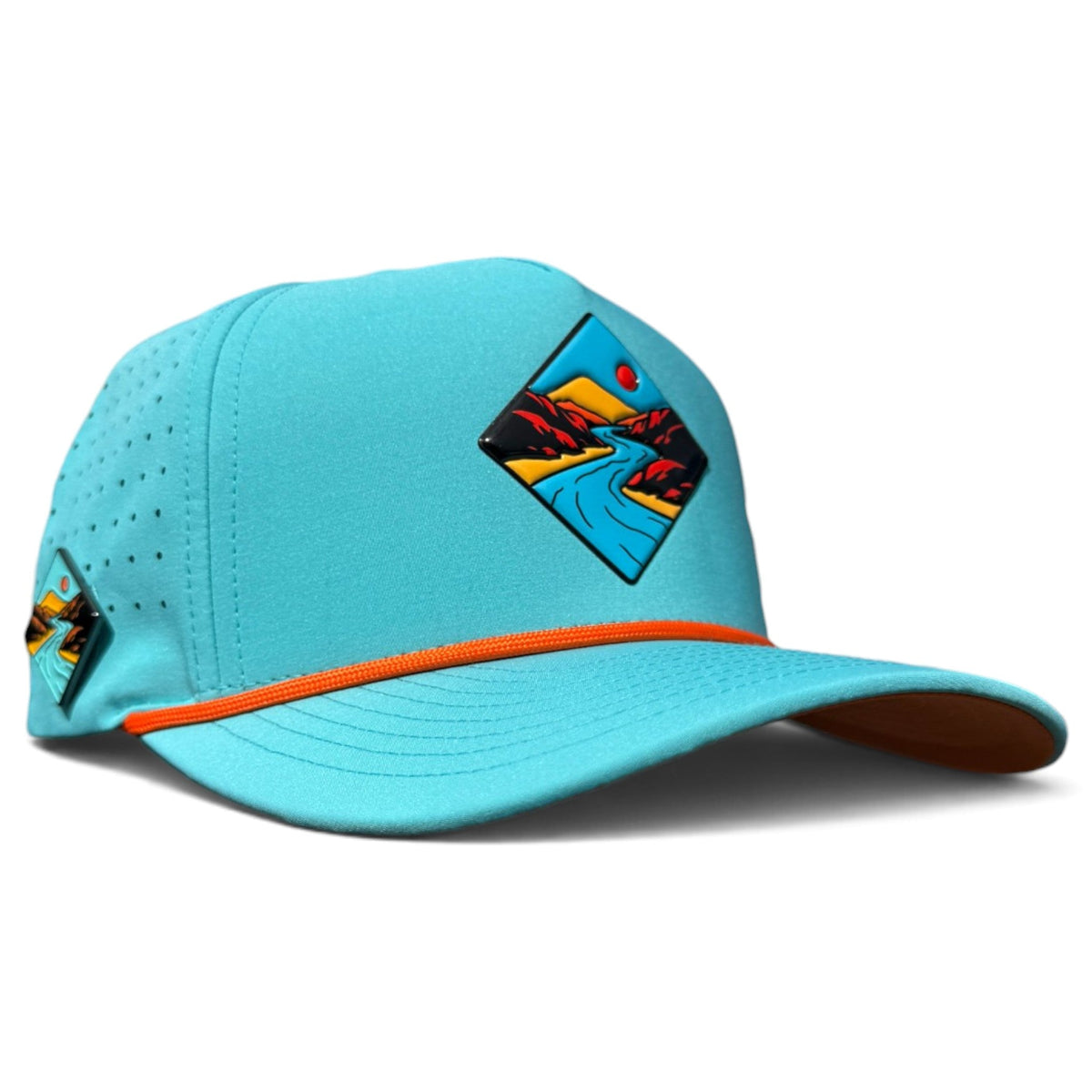 Canyon Golf Hat | Snapback Cap | Built-in Magnetic Ball Marker Holder + Marker Included | Adjustable Teal Adventure by Logie Joe's Golf