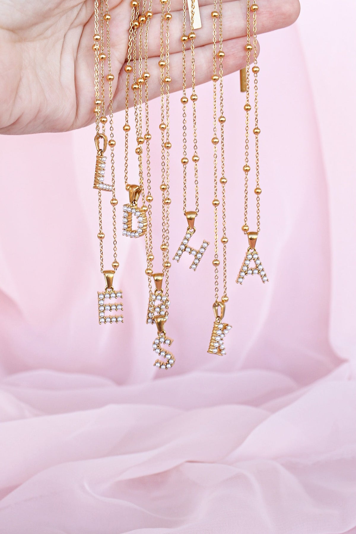 Pearl Initial Necklace by Rose & Clay