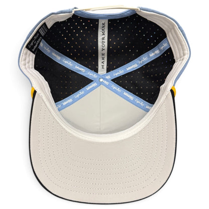 Fore the Boys Golf Hat | Snapback Cap | Built-in Magnetic Ball Marker Holder + Marker Included | Adjustable Blonde Light Blue by Logie Joe's Golf