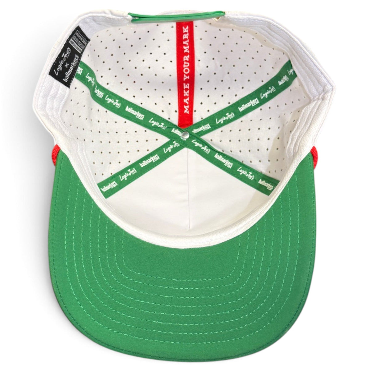 Vintage Cooler Golf Hat | Snapback Cap | Built-in Magnetic Ball Marker Holder + Marker Included | Adjustable White Green Beverages by Logie Joe's Golf