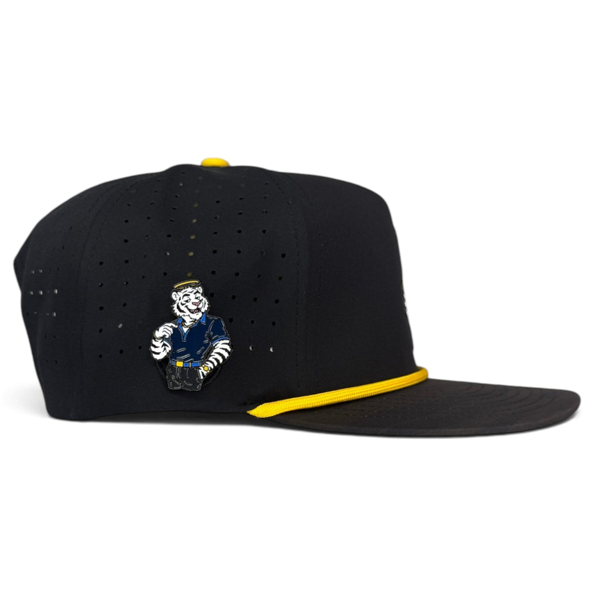 Saintly Tiger Golf Hat | Snapback Cap | Built-in Magnetic Ball Marker Holder + Marker Included | Adjustable White Tiger by Logie Joe's Golf
