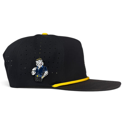 Saintly Tiger Golf Hat | Snapback Cap | Built-in Magnetic Ball Marker Holder + Marker Included | Adjustable White Tiger by Logie Joe's Golf