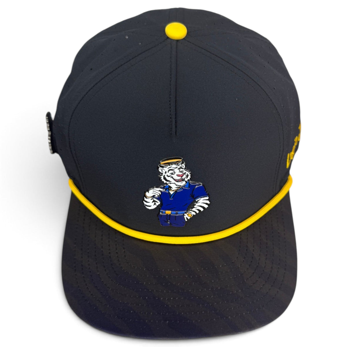 Saintly Tiger Golf Hat | Snapback Cap | Built-in Magnetic Ball Marker Holder + Marker Included | Adjustable White Tiger by Logie Joe's Golf