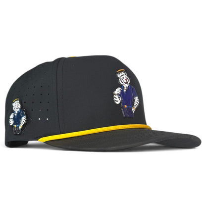 Saintly Tiger Golf Hat | Snapback Cap | Built-in Magnetic Ball Marker Holder + Marker Included | Adjustable White Tiger by Logie Joe's Golf