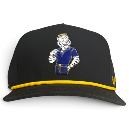 Saintly Tiger Golf Hat | Snapback Cap | Built-in Magnetic Ball Marker Holder + Marker Included | Adjustable White Tiger by Logie Joe's Golf