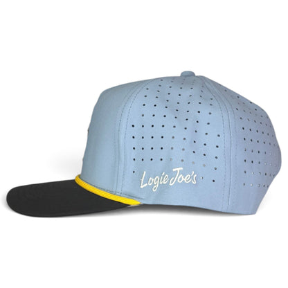 Fore the Boys Golf Hat | Snapback Cap | Built-in Magnetic Ball Marker Holder + Marker Included | Adjustable Blonde Light Blue by Logie Joe's Golf