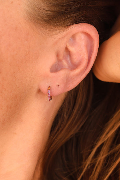 Micro Crystal Hoop in Pink by Rose & Clay