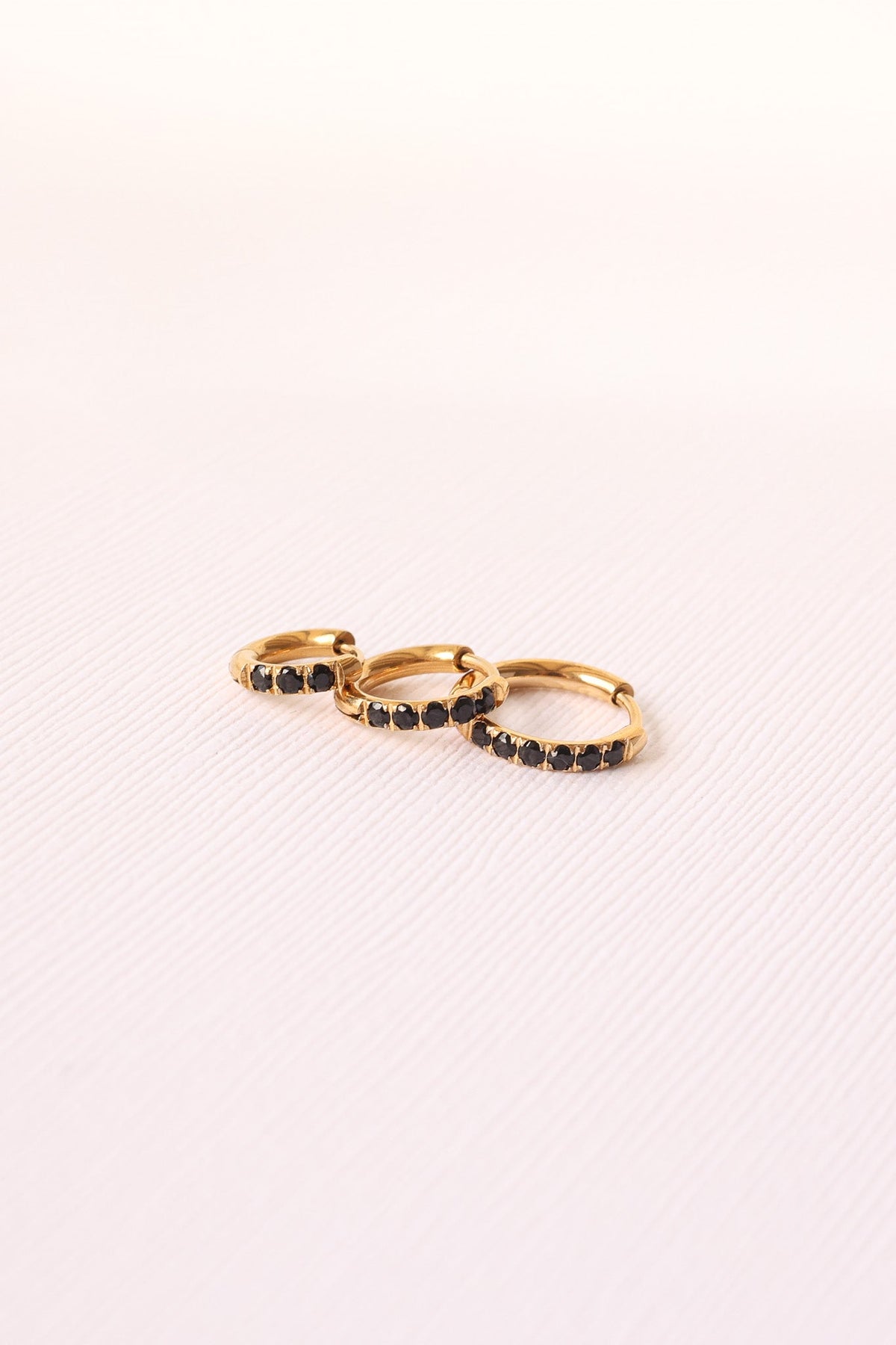 Micro Crystal Hoop in Black by Rose & Clay