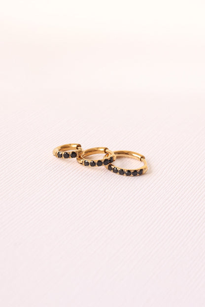 Micro Crystal Hoop in Black by Rose & Clay