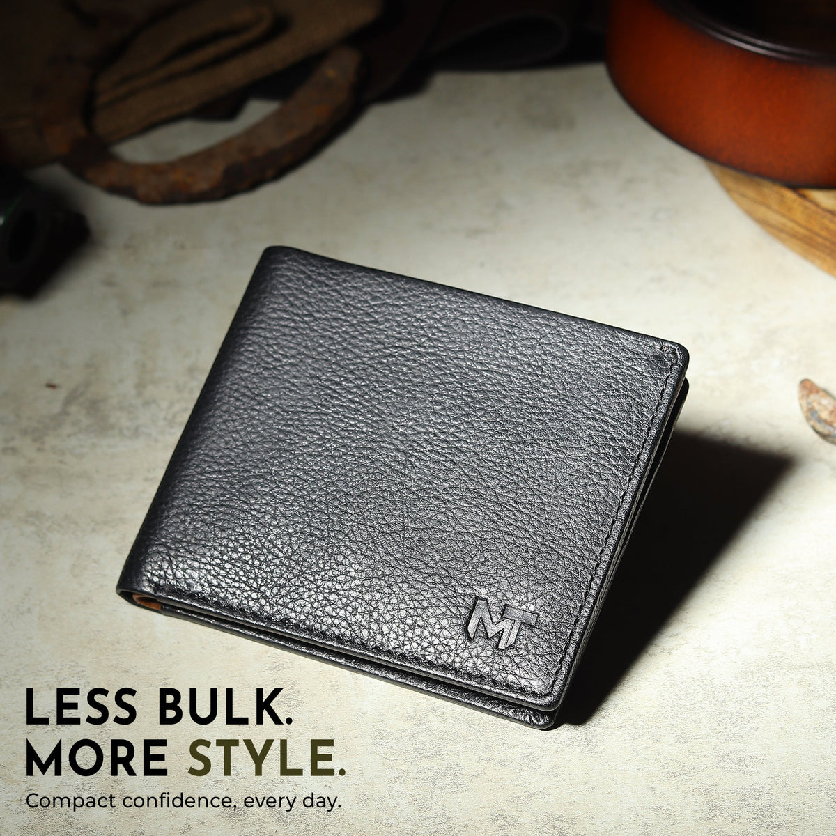 Black Minimal Contrast Wallet by Classy Leather Bags