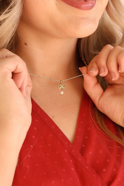 Jane Bow Necklace by Rose & Clay