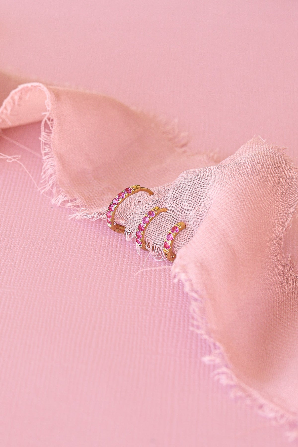 Micro Crystal Hoop in Pink by Rose & Clay