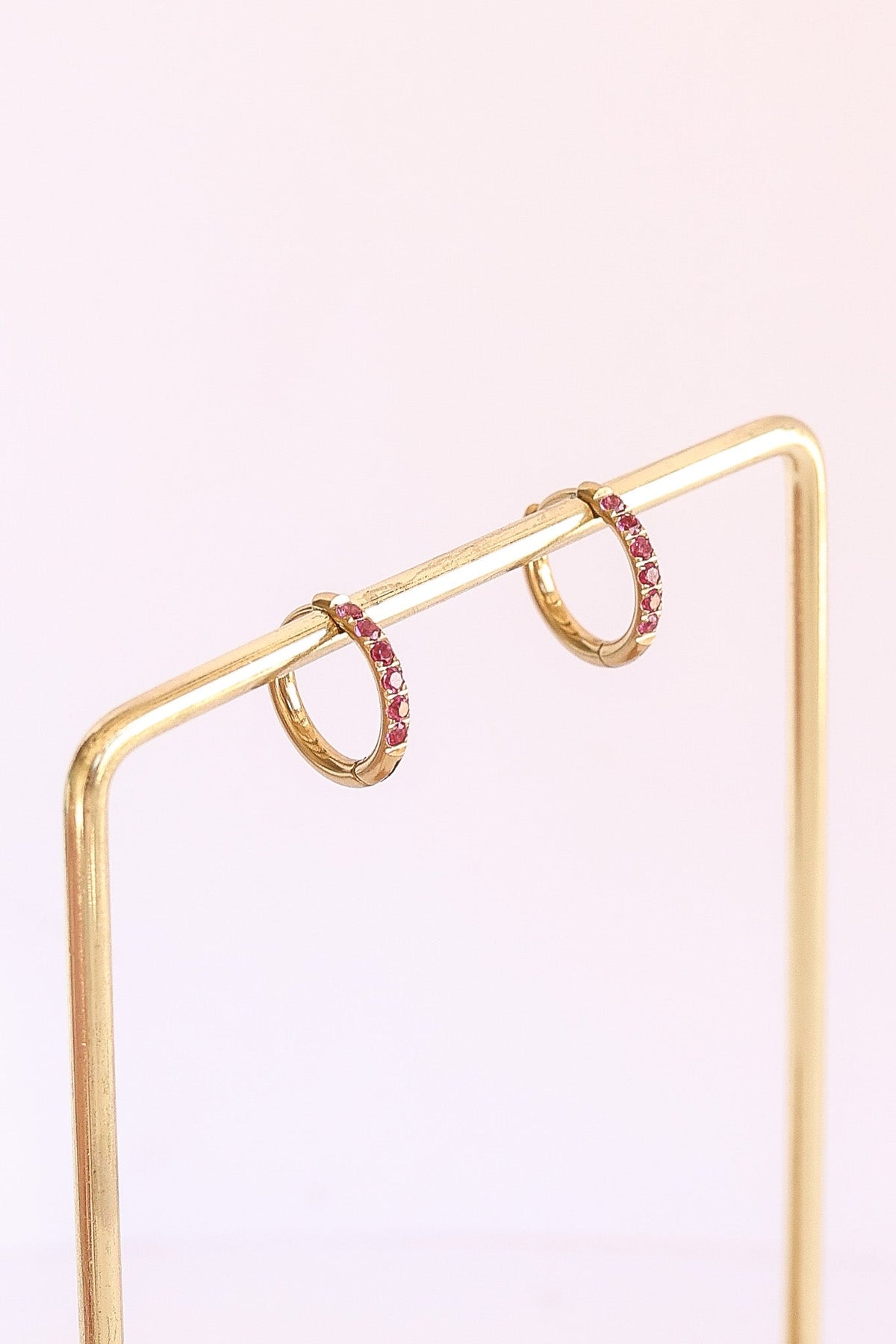 Micro Crystal Hoop in Pink by Rose & Clay