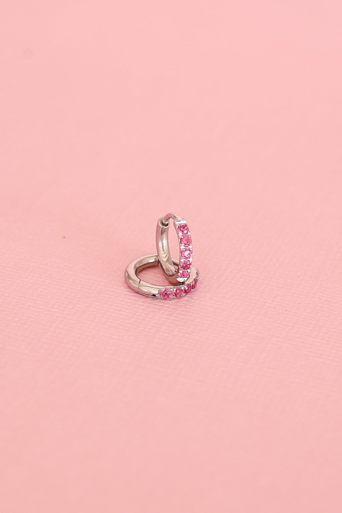 Micro Crystal Hoop in Pink by Rose & Clay