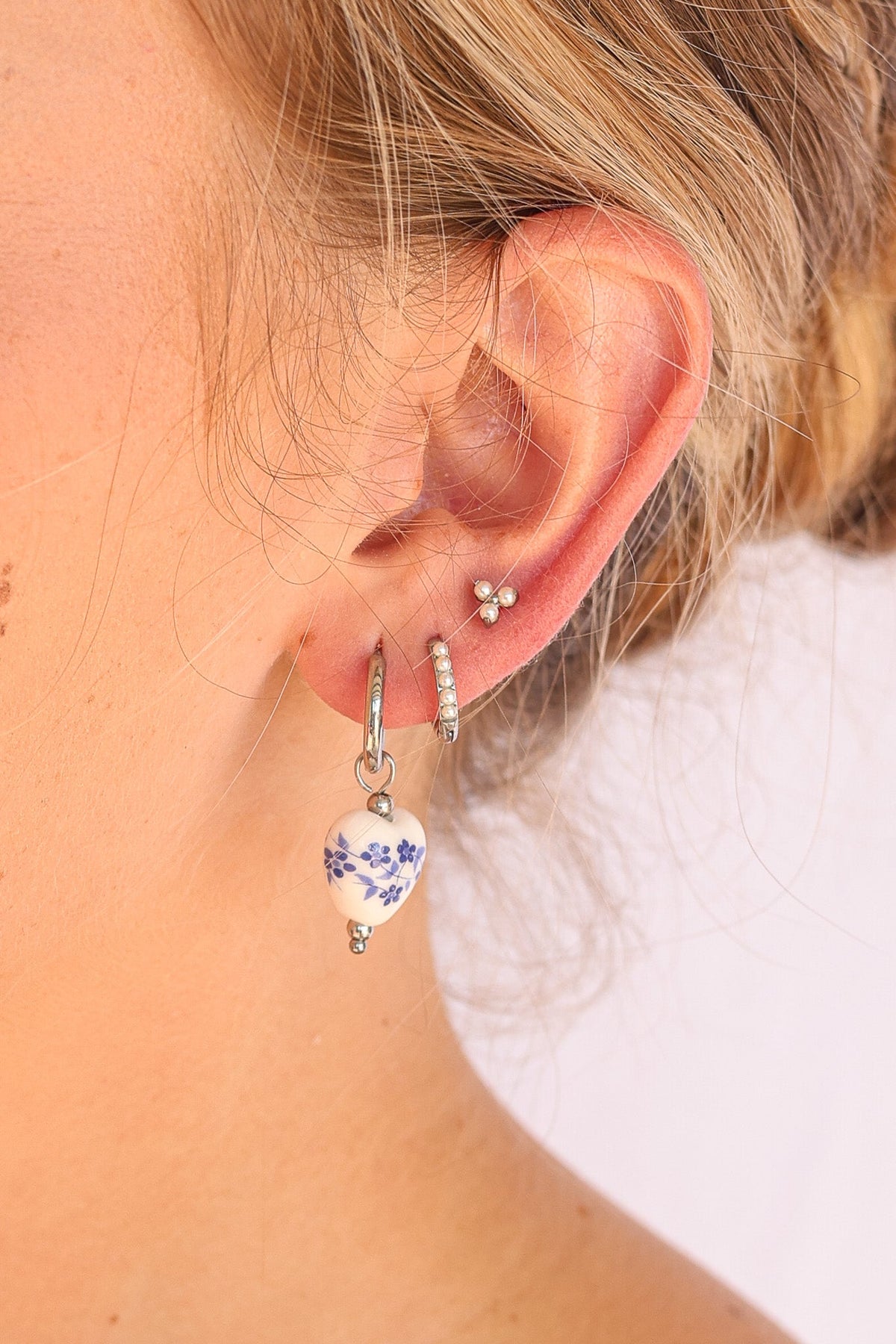 Pearl Trio Flat Back Stud by Rose & Clay