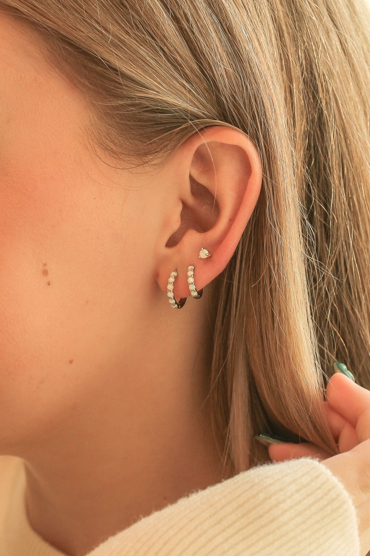 Micro Opal Hoop by Rose & Clay