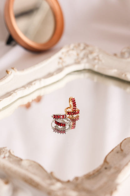 Diamond Hoop in Red by Rose & Clay