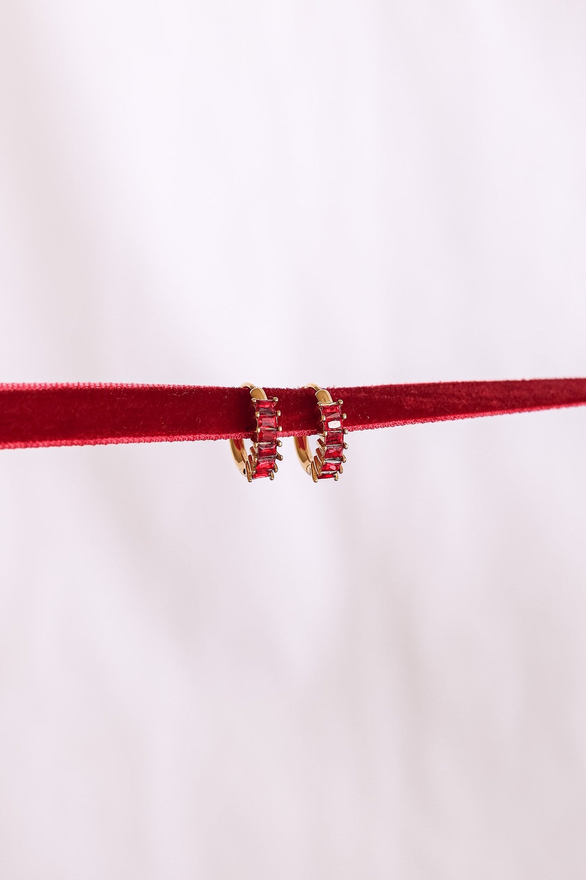 Diamond Hoop in Red by Rose & Clay