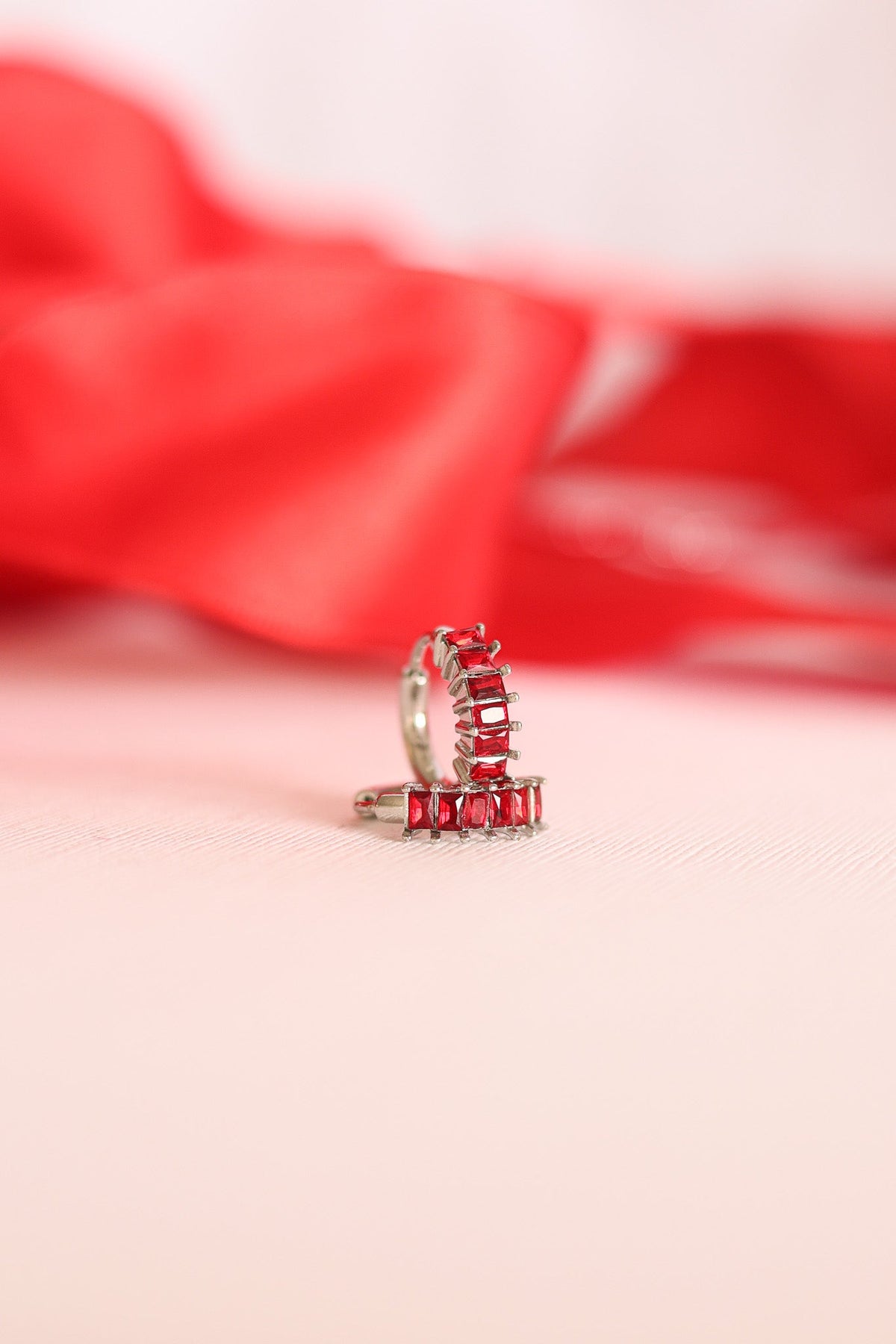 Diamond Hoop in Red by Rose & Clay