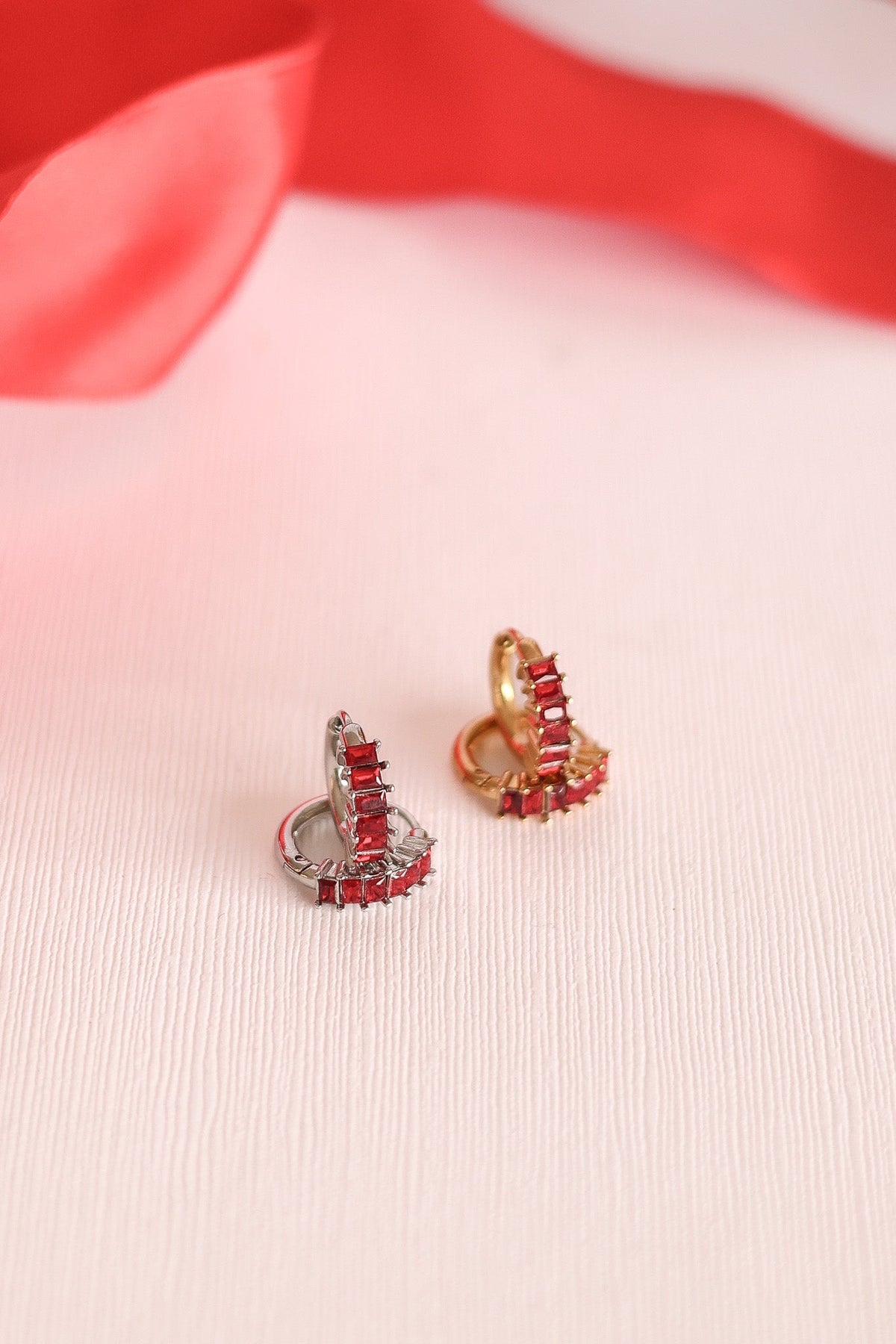 Diamond Hoop in Red by Rose & Clay