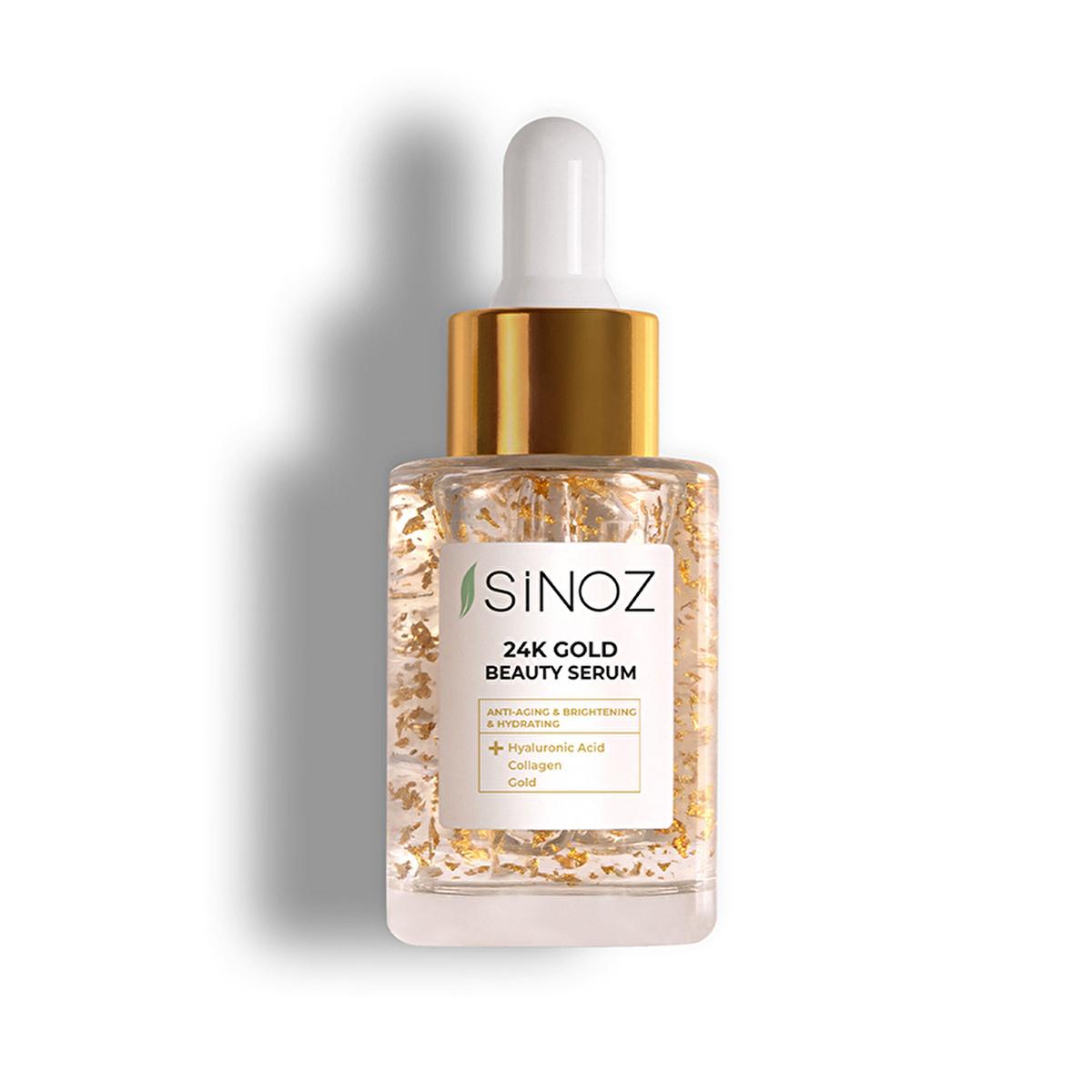 Sinoz 24K Gold Facial Serum: Anti-Aging, Collagen & Hyaluronic Acid Serum for Radiant, Firm, and Hydrated Skin - All Skin Types by Beauty Care Bag