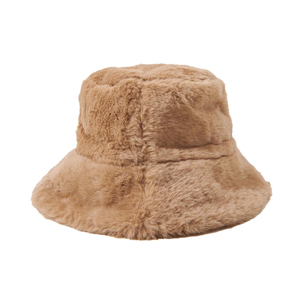 Eklips Brown Plush Bucket Hat for Cozy Style by Beauty Care Bag