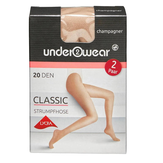 Underwear 20 Denier Sheer Lycra Tights in Champagne Size 36-38 by Beauty Care Bag