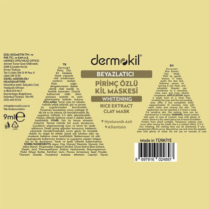 Dermokil Rice Extract Whitening Clay Mask for Brightening 9 ml by Beauty Care Bag