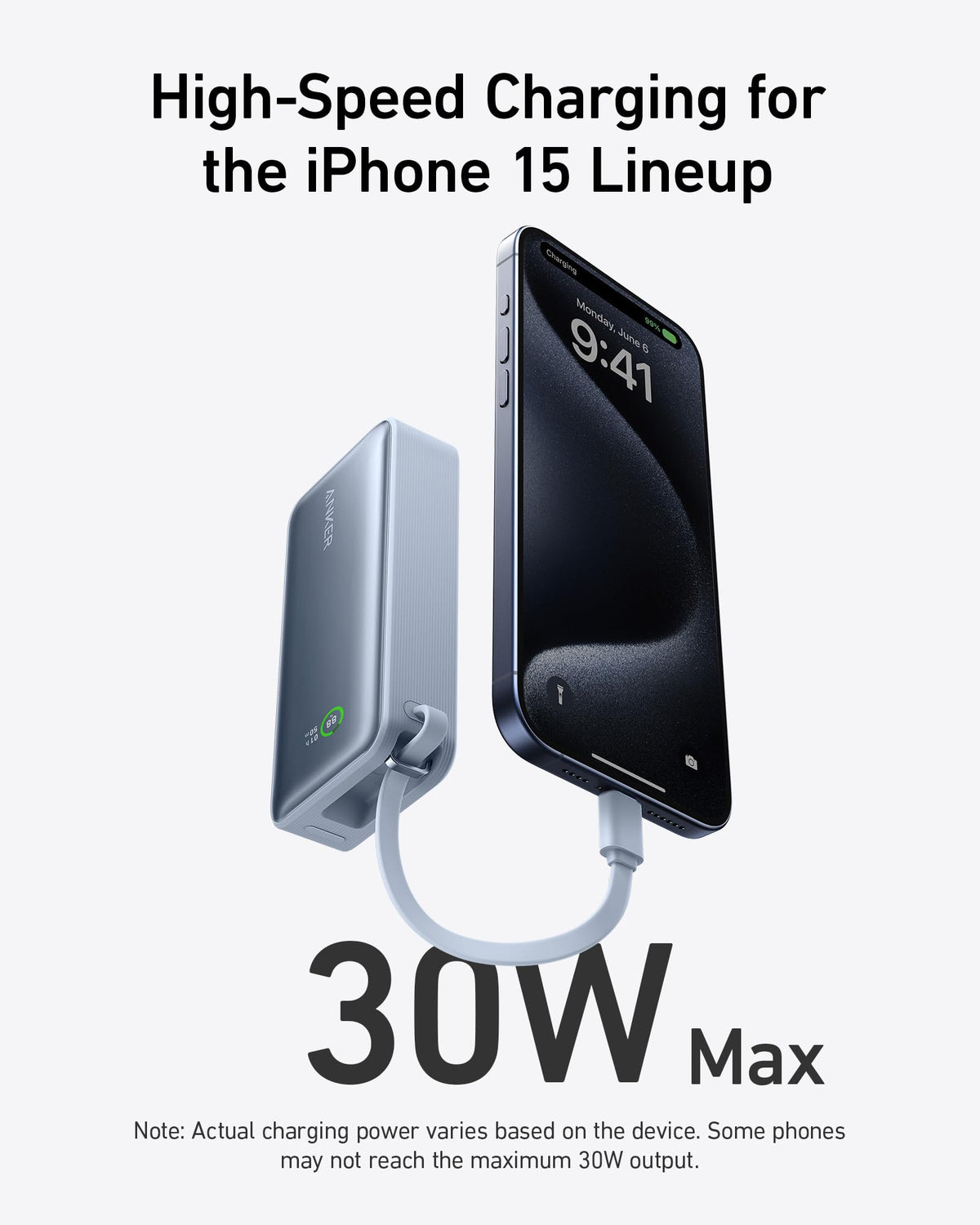 Anker Nano Power Bank (30W, Built-In USB-C Cable) by Anker