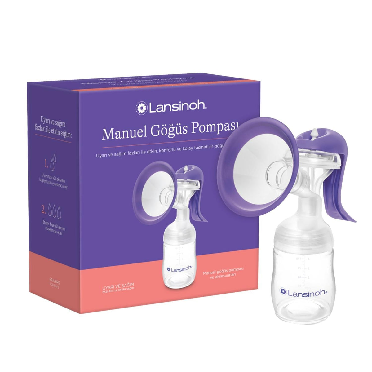 Lansinoh Manual Breast Pump for Breastfeeding Mothers - Easy to Use, Portable, and Affordable by Beauty Care Bag
