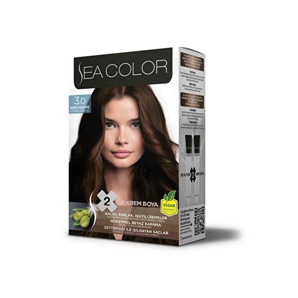 Sea Color: Koyu Kahve Dark Brown Hair Dye - Permanent, Vibrant, Shiny Color & 100% Gray Coverage for Stunning, Long-Lasting Results by Beauty Care Bag
