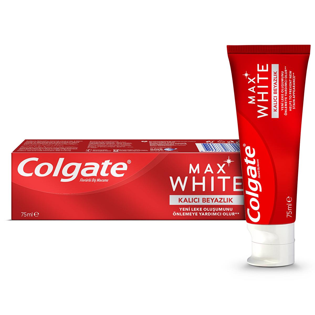 Colgate Max White Whitening Toothpaste: Stain Removal for Lasting White Smile & Fresh Breath - Enamel Safe by Beauty Care Bag