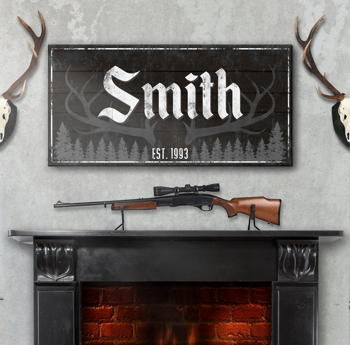 Rustic Family Antler Sign III by Tailored Canvases