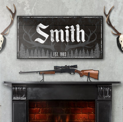 Rustic Family Antler Sign III by Tailored Canvases