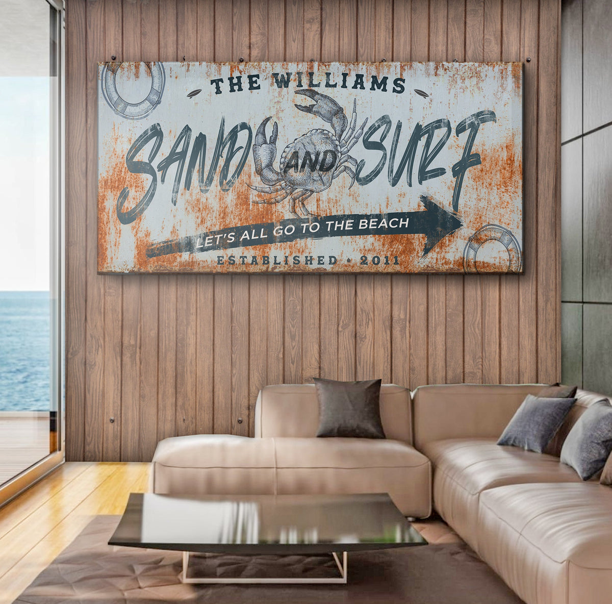 Sand And Surf Sign V by Tailored Canvases