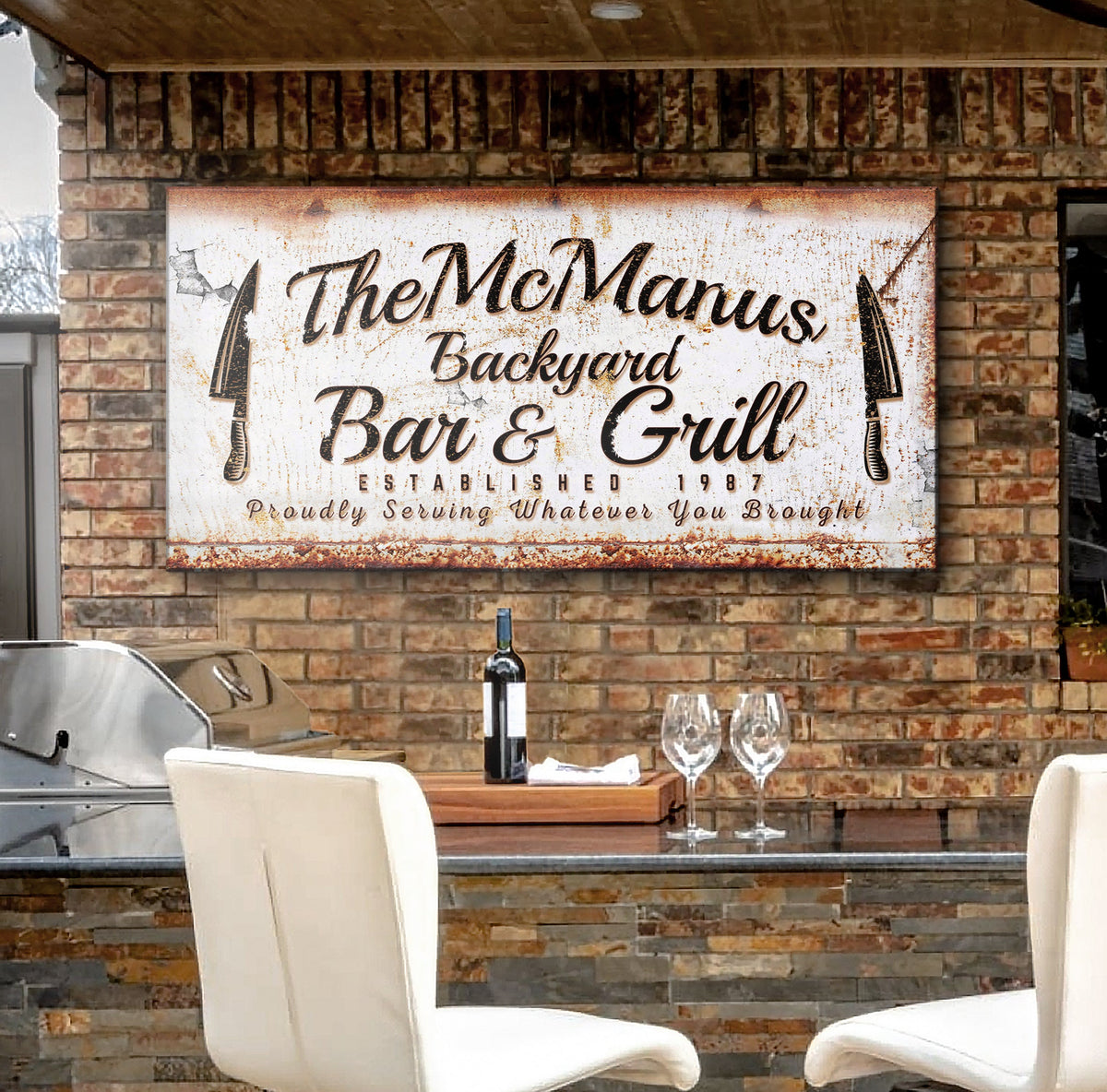 Backyard Bar & Grill Sign IV by Tailored Canvases
