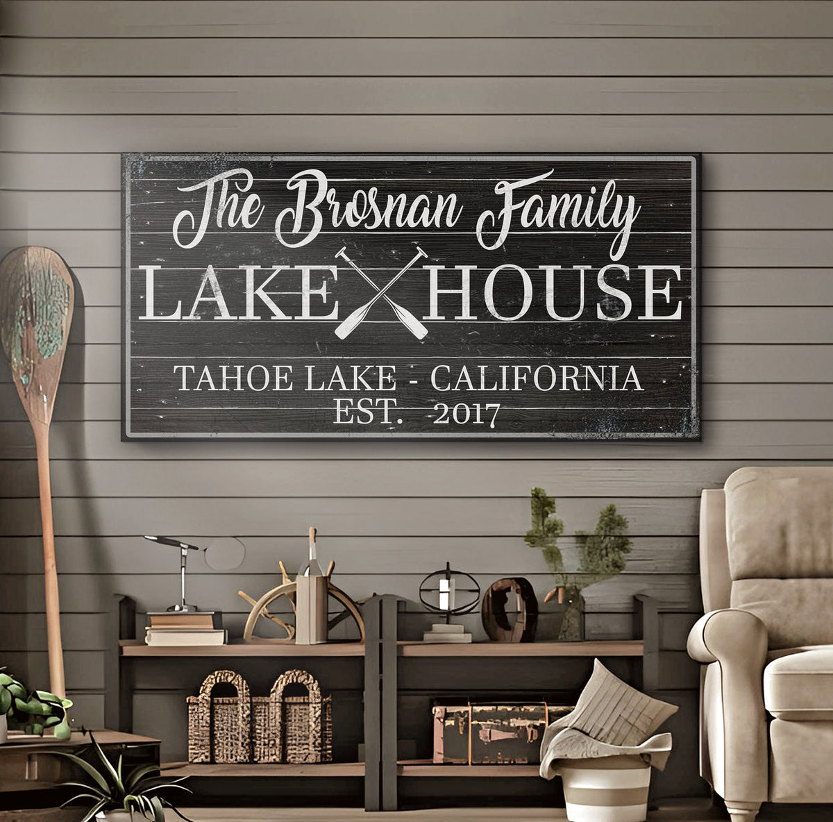 Family Lake House Paddle Sign II by Tailored Canvases