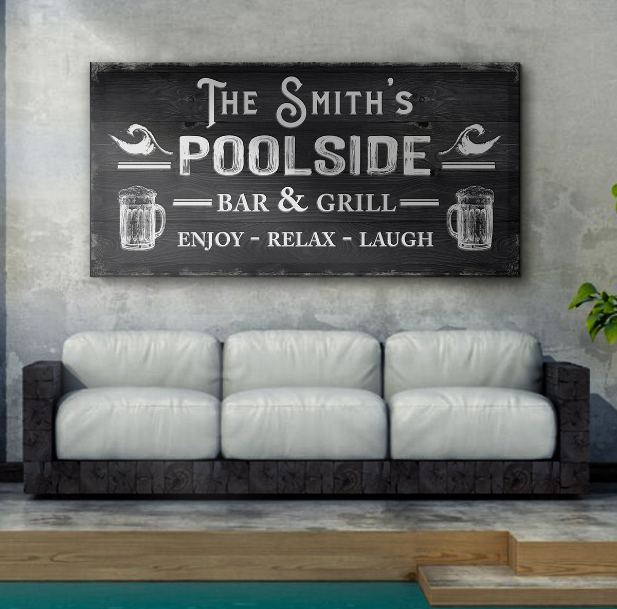 Personalized Poolside Bar And Grill Sign III by Tailored Canvases