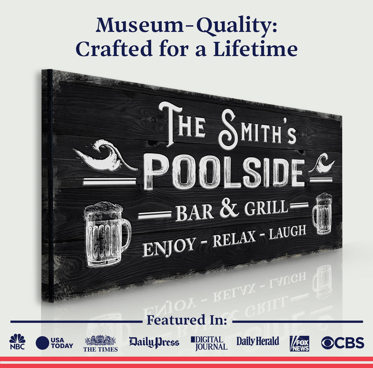 Personalized Poolside Bar And Grill Sign III by Tailored Canvases
