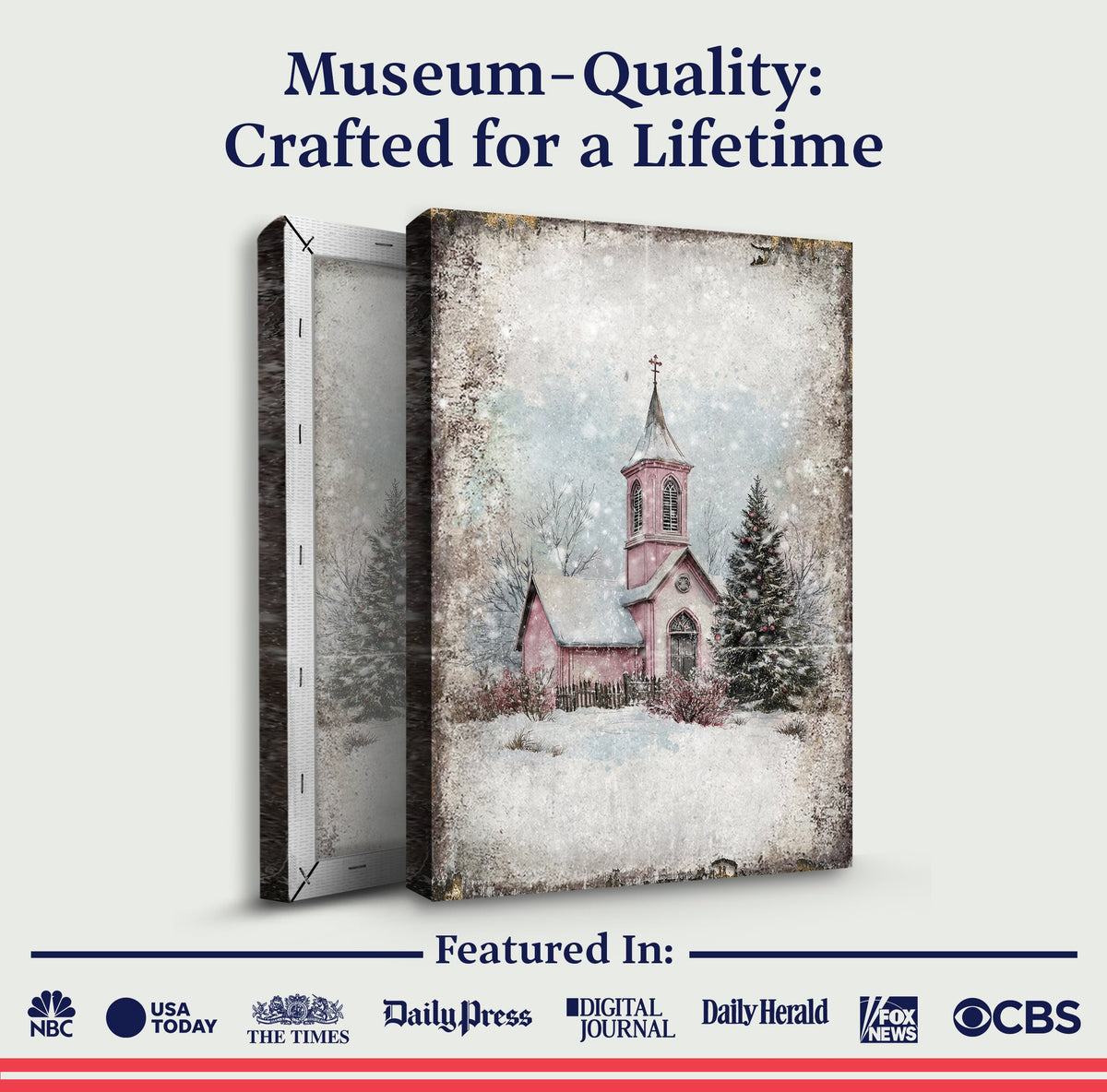 Vintage Church Christmas Wall Art by Tailored Canvases