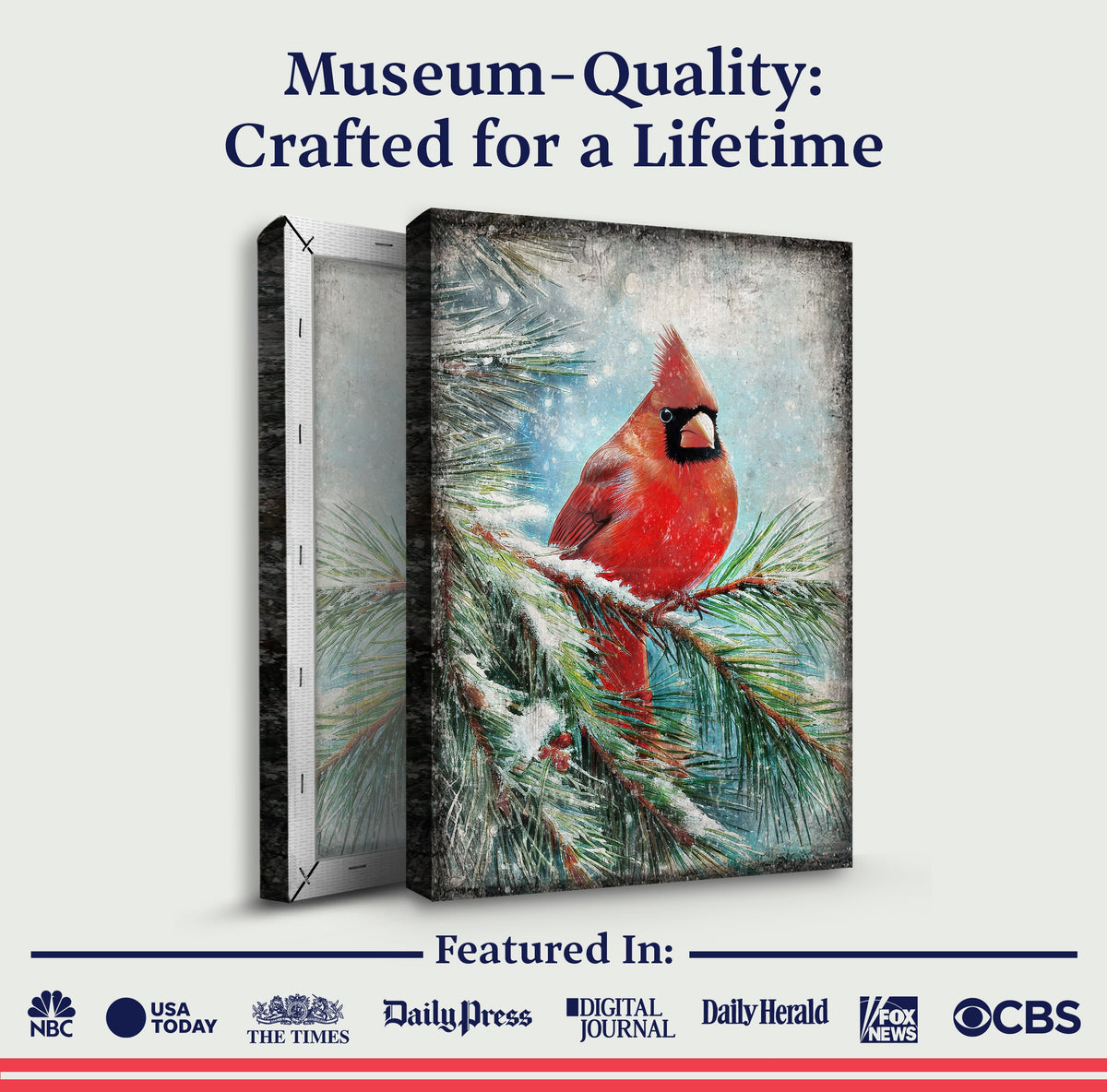 Vintage Cardinal Christmas Wall Art by Tailored Canvases