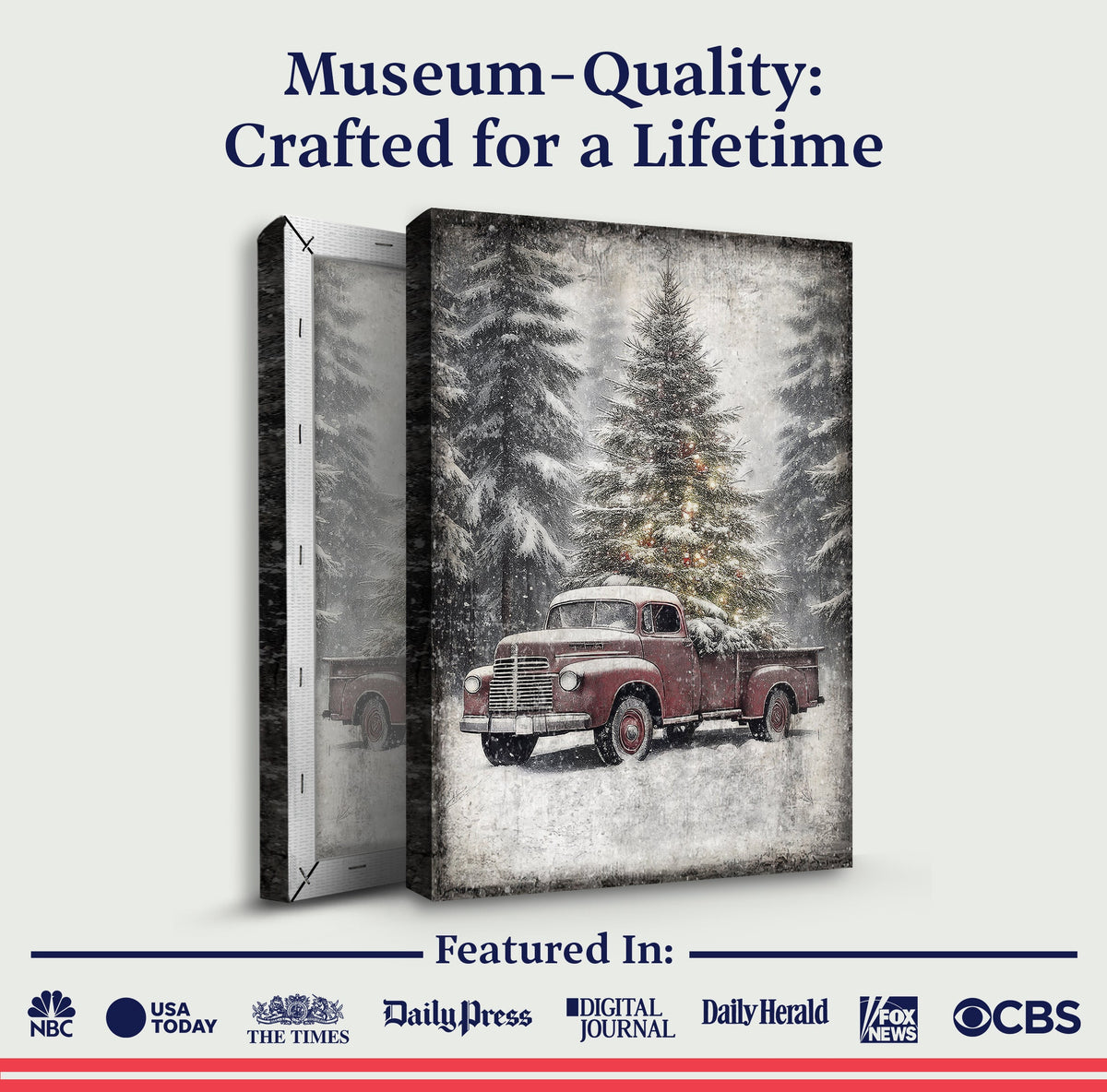 Vintage Truck With Christmas Tree Wall Art III by Tailored Canvases