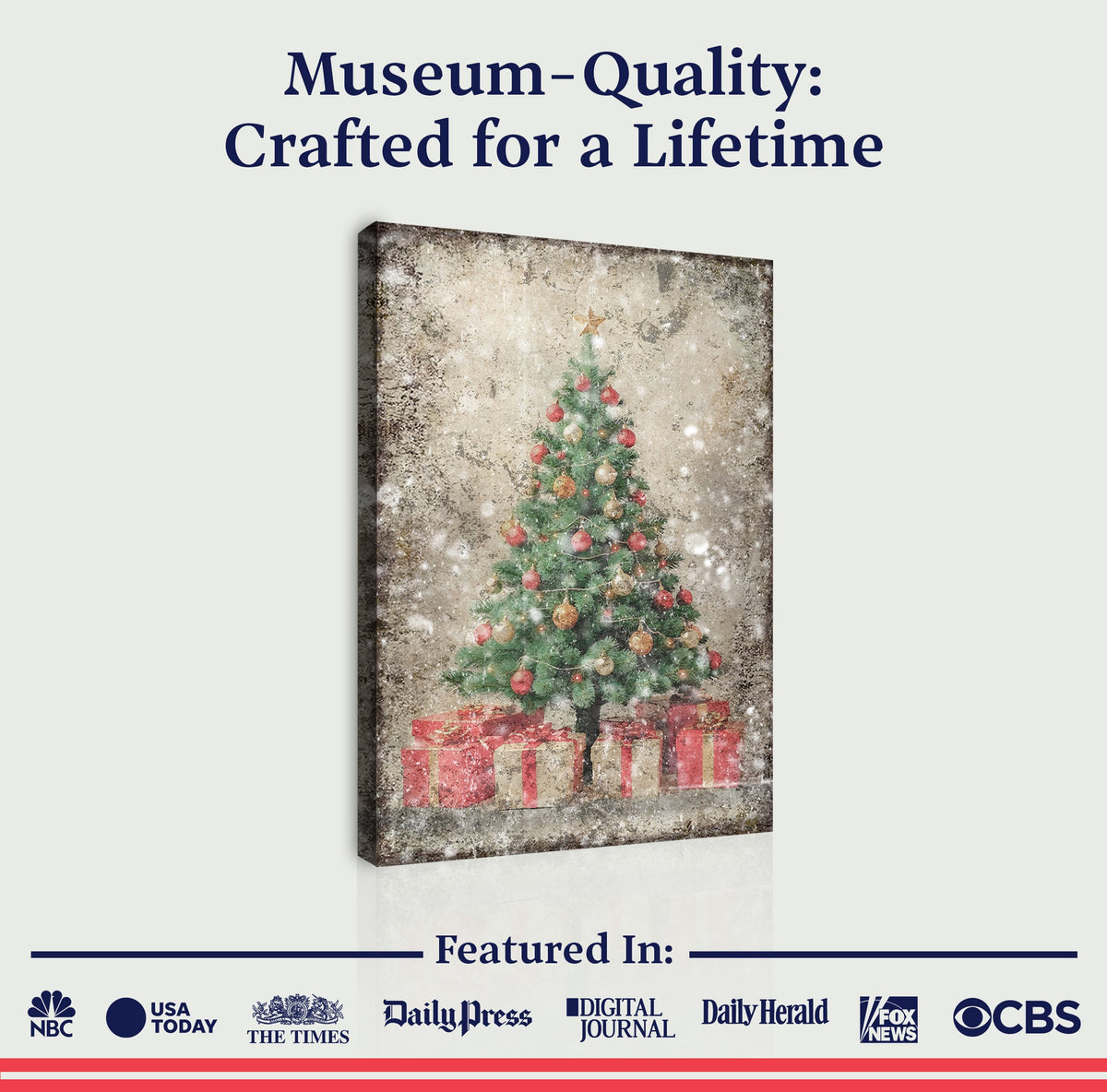 Vintage Christmas Tree With Gifts Wall Art III by Tailored Canvases