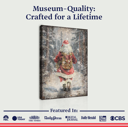 Vintage Santa Claus in Winter Forest Christmas Wall Art II by Tailored Canvases