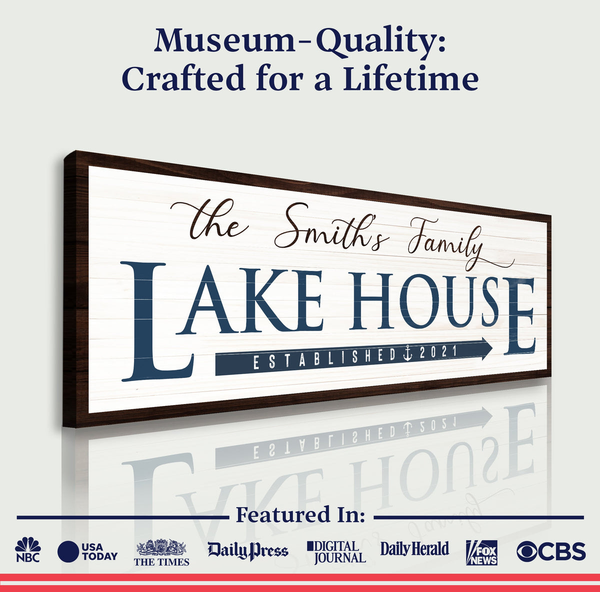 Family Lake House Arrow Sign III by Tailored Canvases