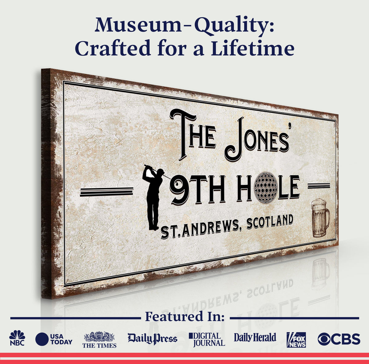 19th Hole personalized golf canvas sign by Tailored Canvases, view 3