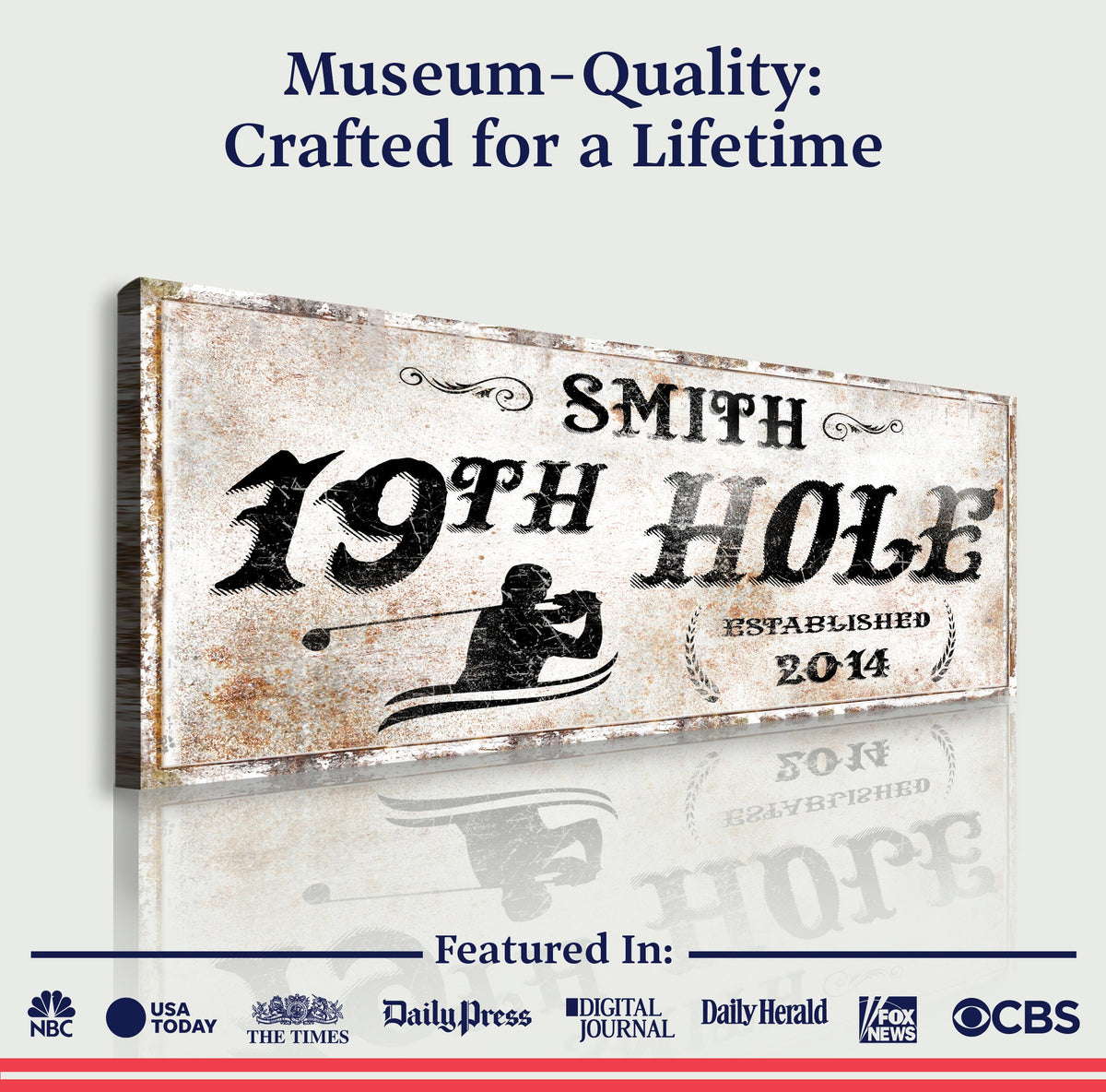 19th Hole rustic vintage canvas sign by Tailored Canvases, view 3