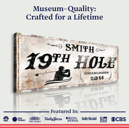 19th Hole rustic vintage canvas sign by Tailored Canvases, view 3